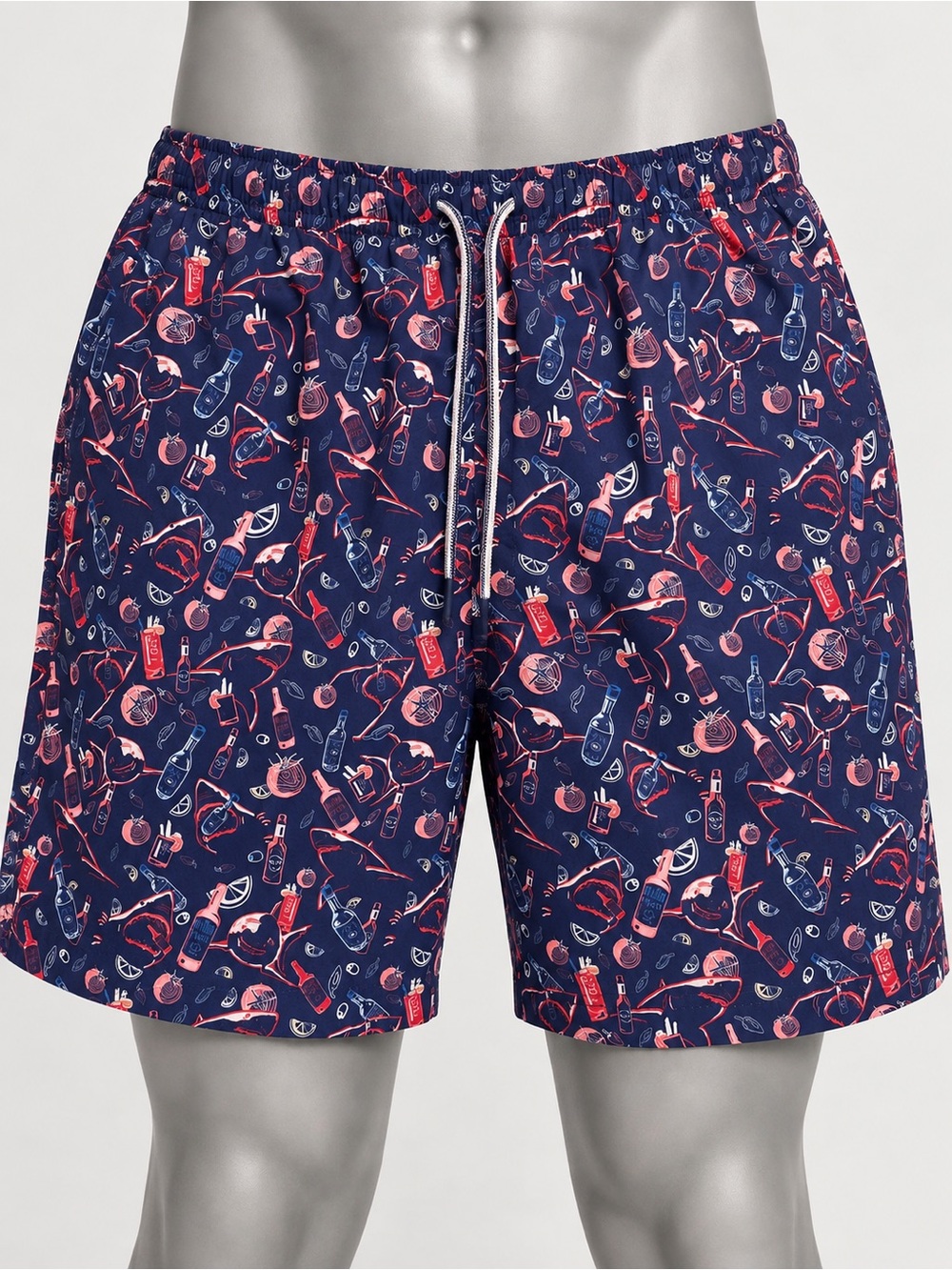 Peter Millar Men’s Medium Navy Cocktail Print Swim Trunks Board Shorts NWT